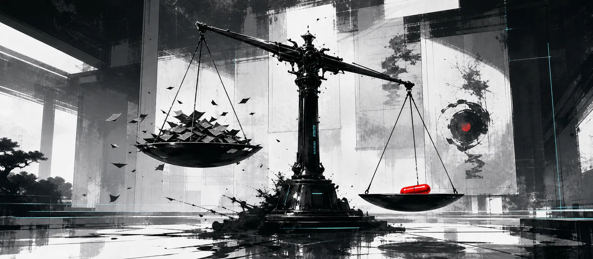 A giant balance weighing many transcript errors against one critical medical error