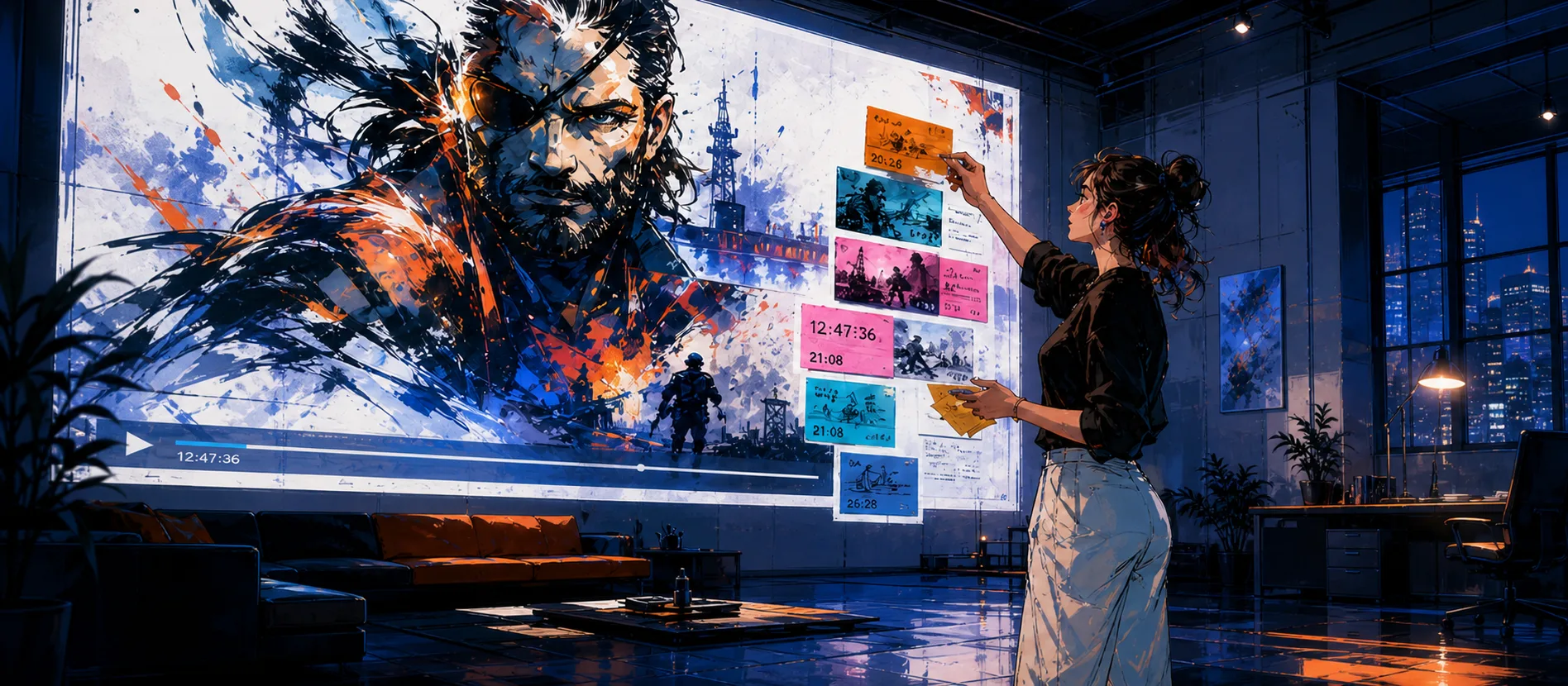 A video researcher organizing timestamped evidence from a projected video into useful notes